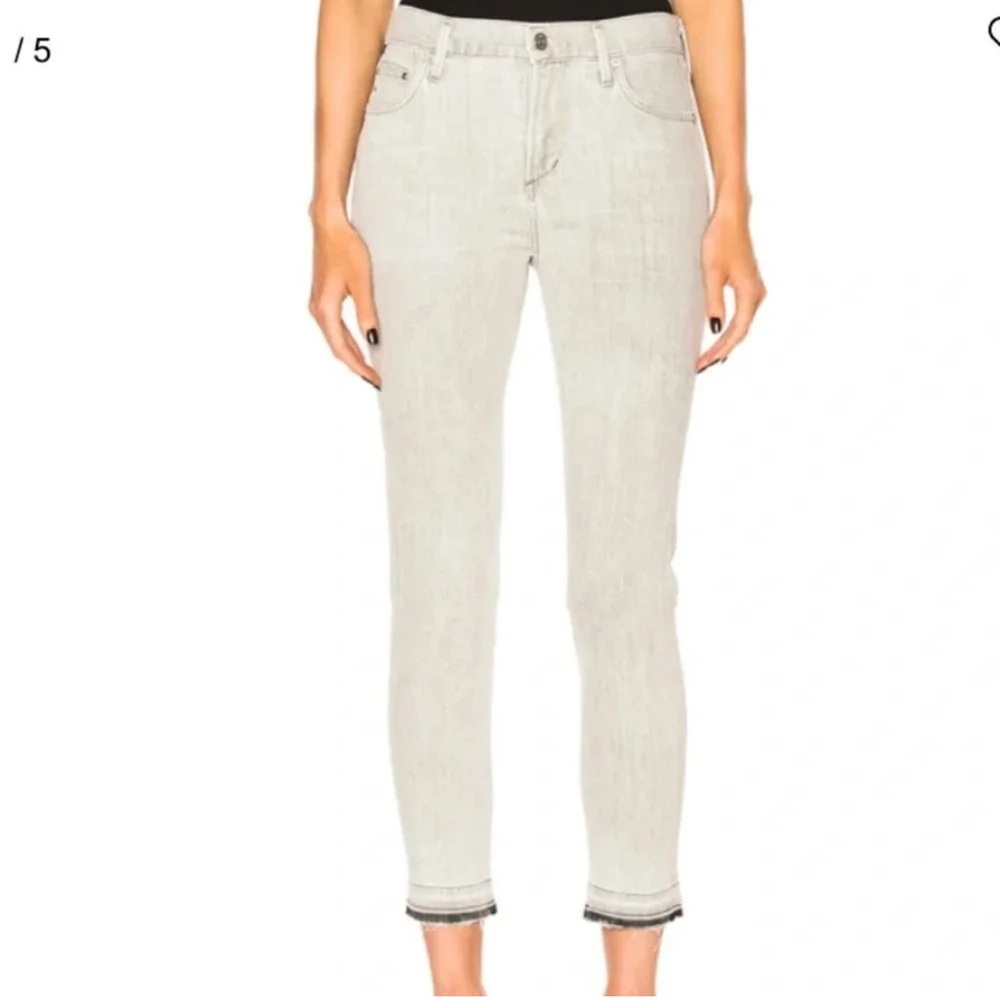 Citizens of Humanity Jeans Rocket High Rise Skinny Crop 27 Light‎ Gray Raw Hem